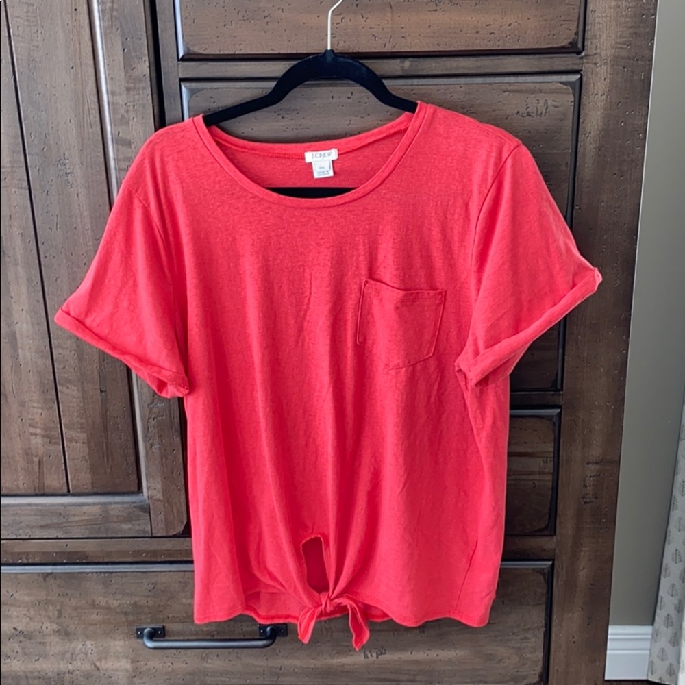 Red J. Crew Tye Front T-shirt
